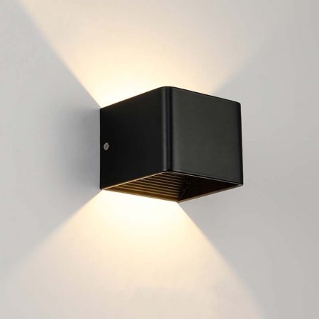 đèn hắt tường hiện đại màu đen hình vuôn đơn giản 2 đầu sáng