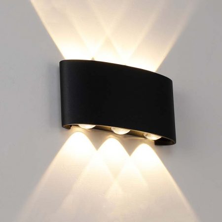 đèn hắt tường hiện đại 6 bóng 2 đầu sáng màu đen