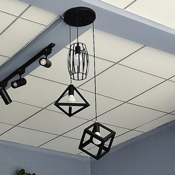 Đèn thả trần khung sắt màu đen