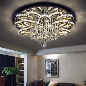 đèn mâm led ốp trần pha lê