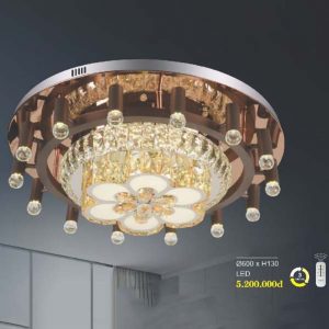 đèn mâm led ốp trần pha lê