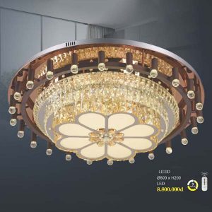 đèn mâm led ốp trần pha lê