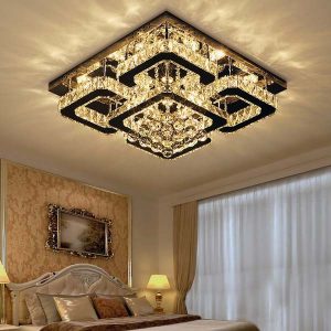 đèn mâm led ốp trần pha lê