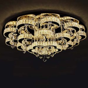 đèn mâm led ốp trần pha lê