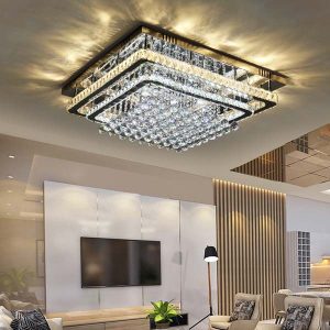 đèn mâm led ốp trần pha lê