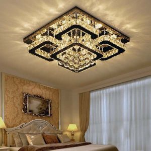 đèn mâm led ốp trần pha lê