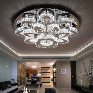 đèn mâm led ốp trần pha lê