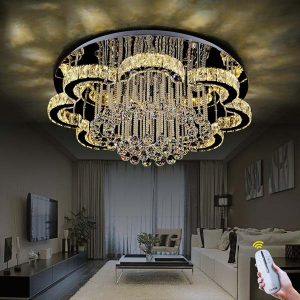 đèn mâm led ốp trần pha lê