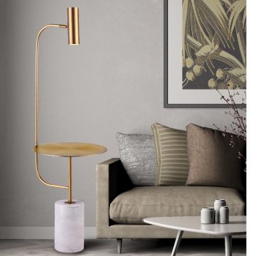 Đèn đứng để sàn trang trí sắt có khay để đồ chân đá cẩm thạch Venus MF2140-A