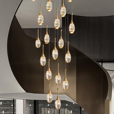 Đèn thả pha lê trang trí thông tầng 18 bóng 83692