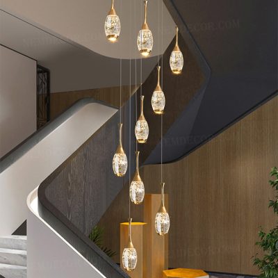 Đèn thả pha lê trang trí thông tầng 9 bóng 83682