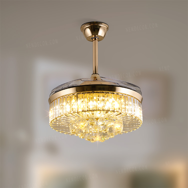Đèn quạt trần pha lê trang trí 76797