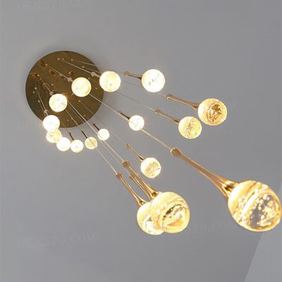 Đèn thả pha lê trang trí thông tầng 18 bóng 86587