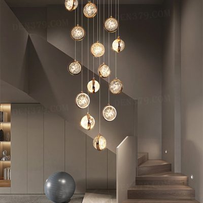 Đèn thả pha lê trang trí thông tầng 15 bóng 86623