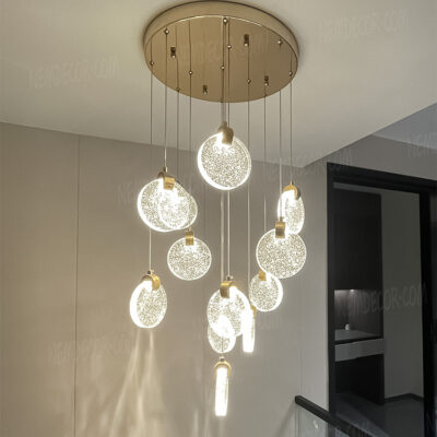 Đèn thả pha lê trang trí thông tầng 18 bóng 72650