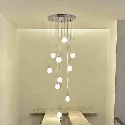 Đèn thả pha lê trang trí thông tầng 12 bóng 72706