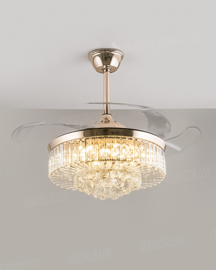 Đèn quạt trần pha lê trang trí 72850