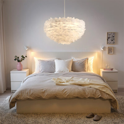 Đèn thả trang trí lông vũ trắng 75490