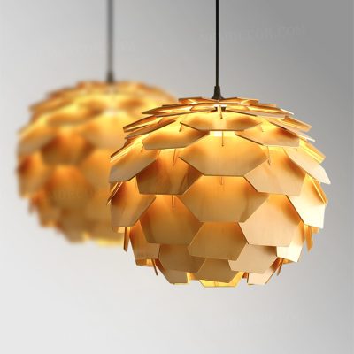 Đèn thả gỗ trang trí cao cấp 83329