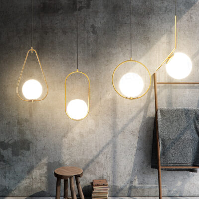 Đèn thả trang trí thủy tinh thân vàng cao cấp TTK03