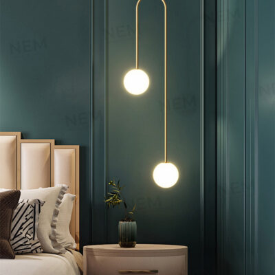 Đèn thả trang trí quả cầu thủy tinh thân vàng cao cấp P4390