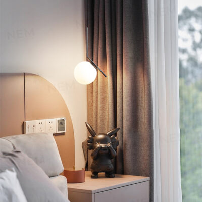 Đèn thả trang trí quả cầu thủy tinh thân sơn đen tĩnh điện TTK03