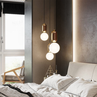 Đèn thả trang trí quả cầu thủy tinh thân vàng cao cấp DT9145