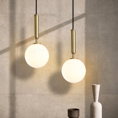 Đèn thả trang trí quả cầu thủy tinh thân vàng cao cấp THCN192-21