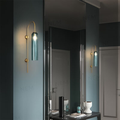 Đèn tường ống thủy tinh cao cấp W2201G (xanh) - Image 2