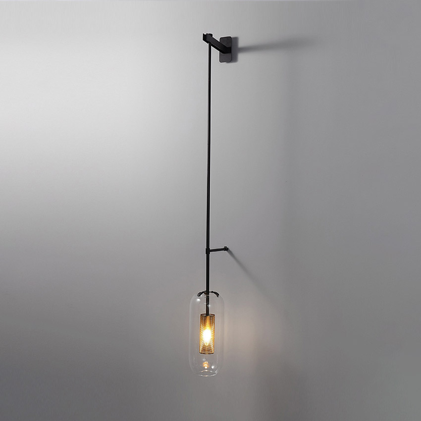 Đèn tường ống thủy tinh lưới vàng cao cấp W5718 (đen) - Image 2