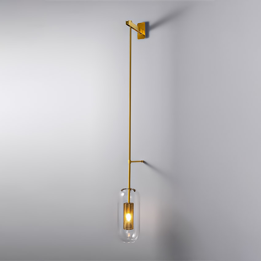 Đèn tường ống thủy tinh lưới vàng cao cấp W5718 (vàng) - Image 2