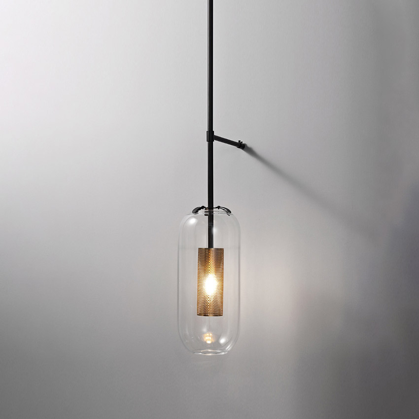 Đèn tường ống thủy tinh lưới vàng cao cấp W5718 (đen) - Image 3