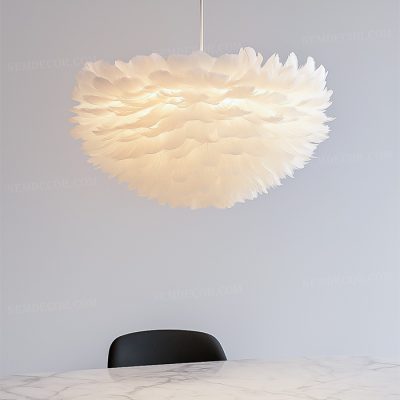 Đèn thả trang trí lông vũ trắng N75490