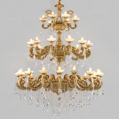 Đèn chùm đồng cổ điển pha lê cao cấp N86912