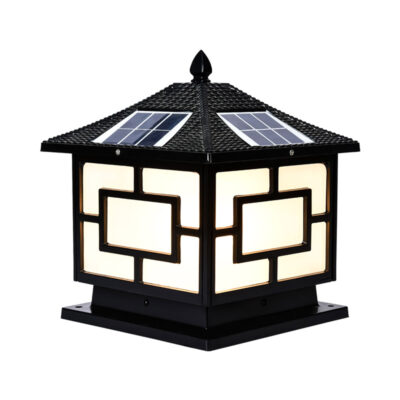 Đèn trụ năng lượng mặt trời trang trí sân vườn ngoài trời Hiện đại TD10-18 Đen