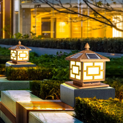 Đèn trụ trang trí sân vườn ngoài trời dùng năng lượng mặt trời TD 15-20 Màu xi Vàng - Image 4