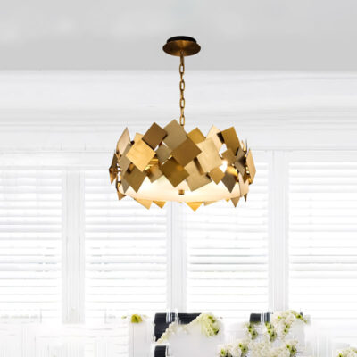 Đèn thả trần trang trí Hiện đại TH 8200 - Lá Inox mạ đồng - Image 3