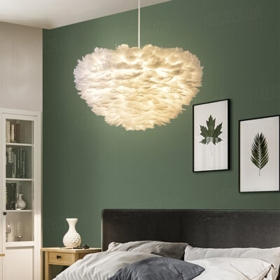 Đèn thả trang trí lông vũ trắng TTK75