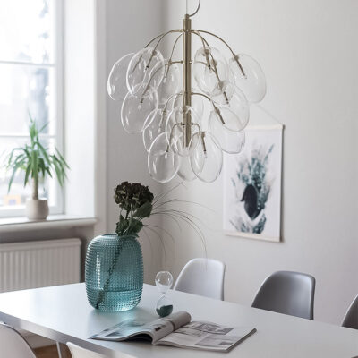 Đèn thả trang trí thủy tinh trong suốt 15 bóng TH810A