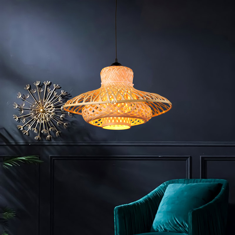 Đèn thả trần trang trí quán cafe bằng tre tự nhiên THVR95148 - Image 2