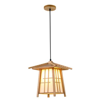 Đèn thả trần trang trí bằng gỗ phong cách Nhật bản THVR95807