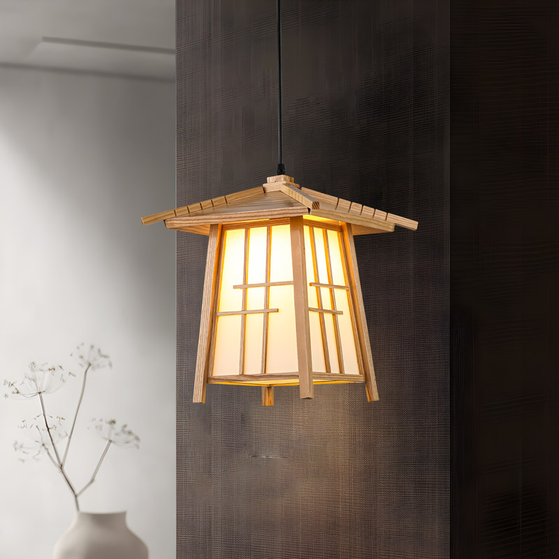 Đèn thả trần trang trí bằng gỗ phong cách Nhật bản THVR95807 - Image 3