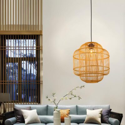 Đèn thả trần trang trí quán cafe bằng tre tự nhiên THVR9806 - Image 2