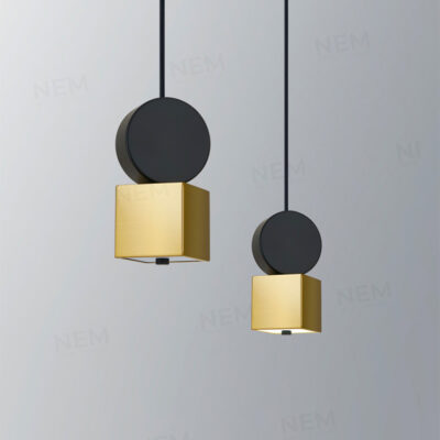 Đèn thả trang trí ống vuông vàng đen phong cách hiện đại THCN188B