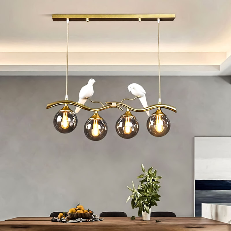 Đèn thả trần trang trí Thân xi vàng đồng cao cấp TTK114T4 - Image 2