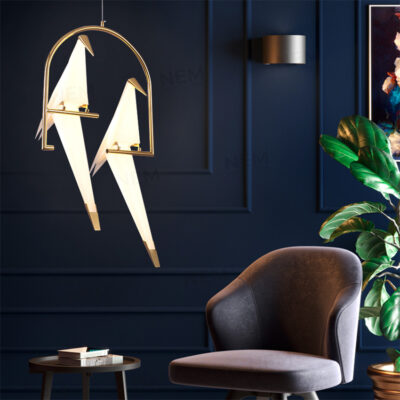 Đèn thả trang trí chim hạc thân vàng cao cấp TTK09T2