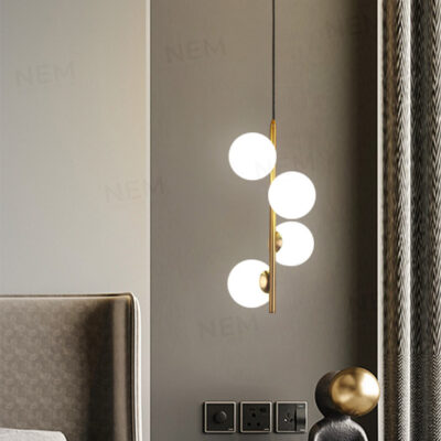 Đèn thả trang trí quả cầu thủy tinh thân vàng cao cấp DT62058