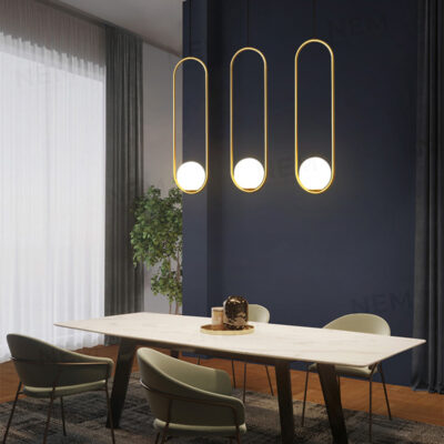 Đèn thả trang trí quả cầu thủy tinh thân vàng cao cấp DT-N016