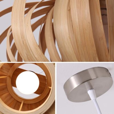 Đèn thả lá gỗ thủ công trang trí VR933 - Image 4