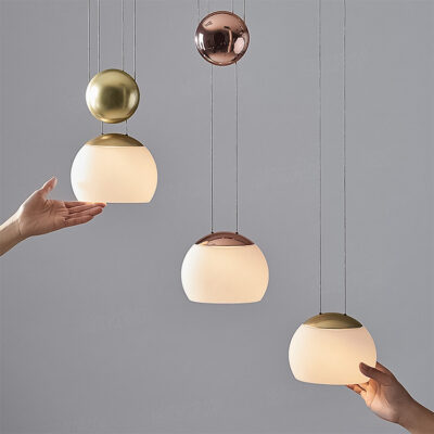Đèn thả LED thủy tinh trang trí thân vàng bóng cao cấp THD73 - Image 3